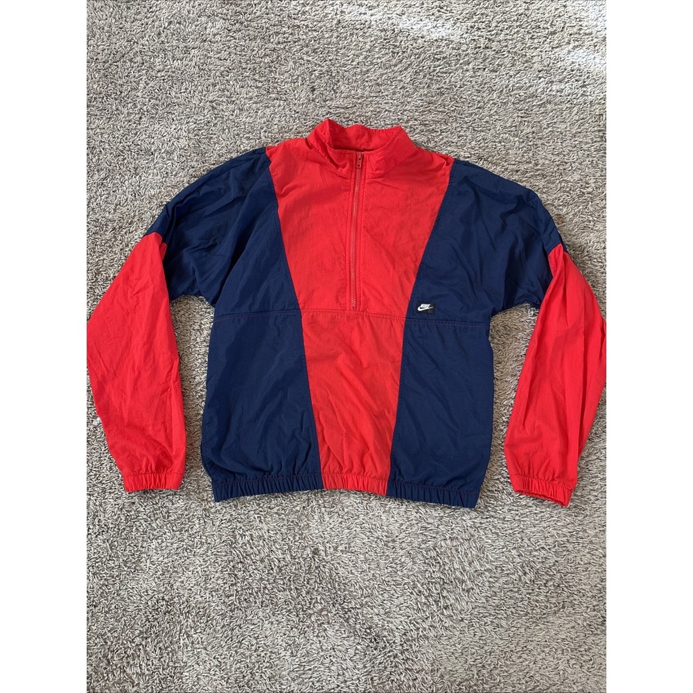 Vintage 80s‎ 90s Nike Windbreaker Pullover Jacket Mens M Blue Red Block Sleeve